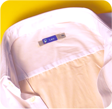 Garment with a newly applied iron-on label